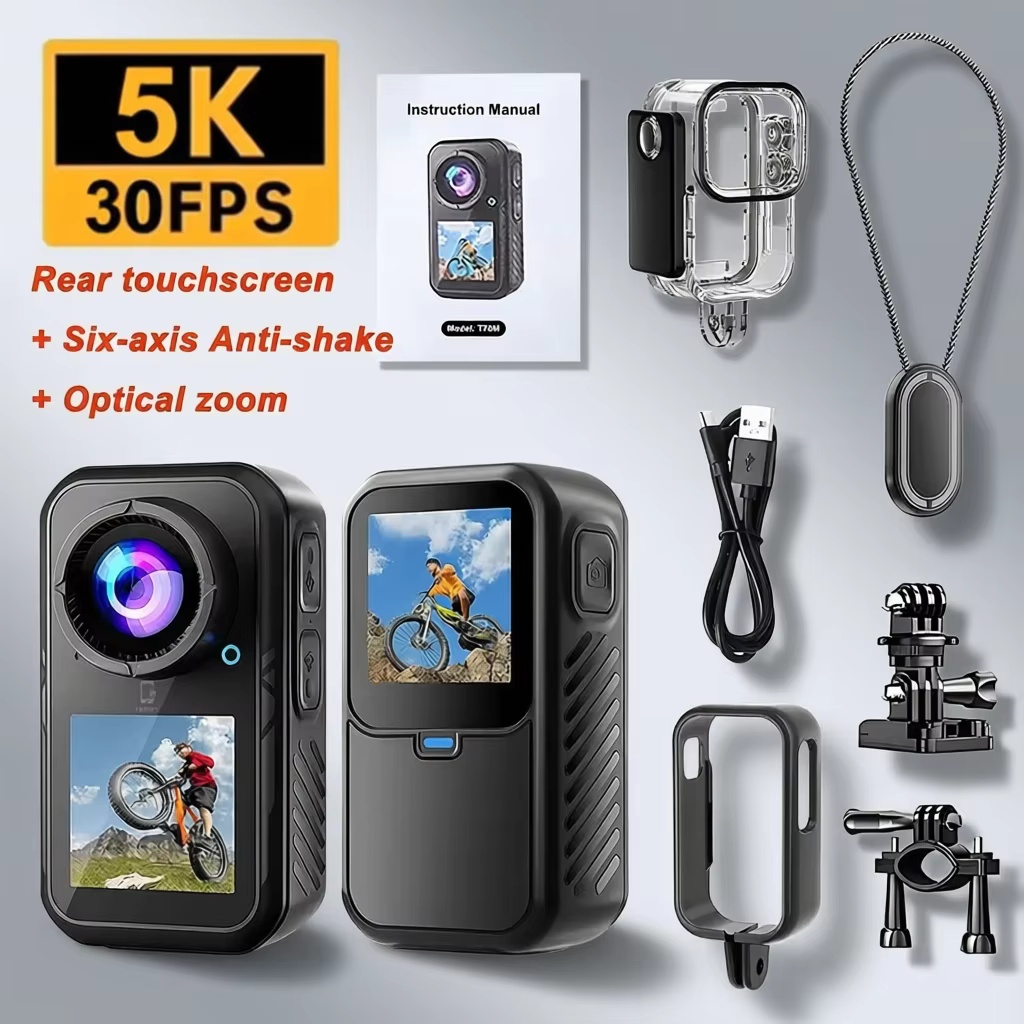 Underwater Fishing Camera 4K - Kamera sportowa 5K z ekranem dotykowym,