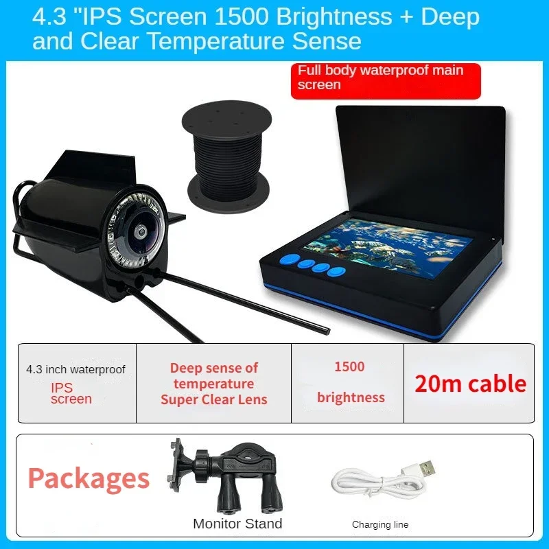 Underwater Fishing Camera 4K - 4,3/5-calowy noktowizor podwodny wizualny kamera HD